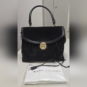 Marc Jacobs Black Suede Top-Handle Shoulder Bag